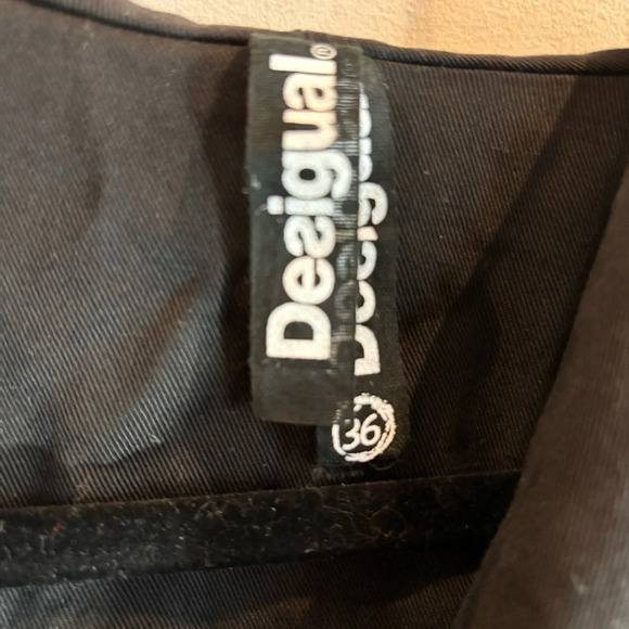 DESIGUAL Sz 36 Abstract  Script Red Heart Hooded Drawstrings Canvas Trench Coat - Picture 9 of 15